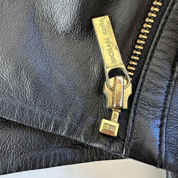 NWT Michael Kors Black Lamb Leather Moto Jacket Women's Size XL - Picture 11 of 16